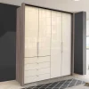 Kleiderschrank in Creme Glas & Eiche dunkel - Cluster^Wohnen Best