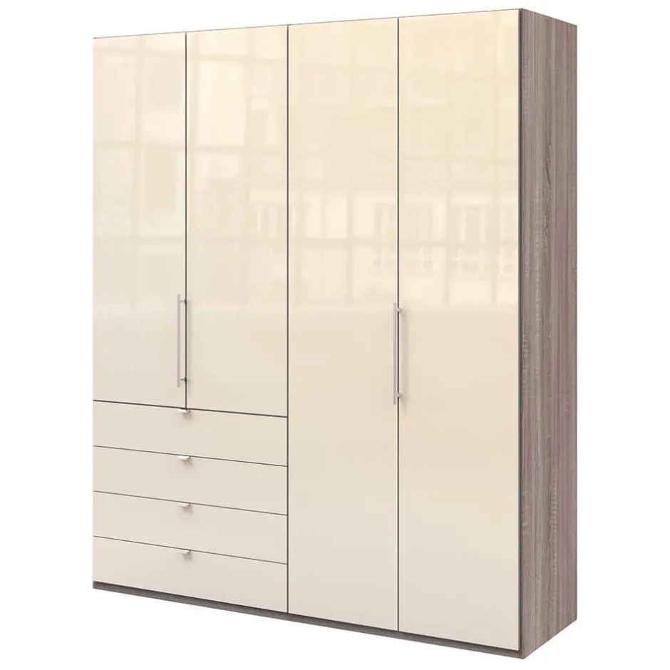 Kleiderschrank in Creme Glas & Eiche dunkel - Cluster^Wohnen Best