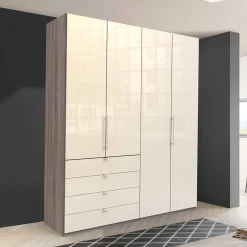 Kleiderschrank in Creme Glas & Eiche dunkel - Cluster^Wohnen Best