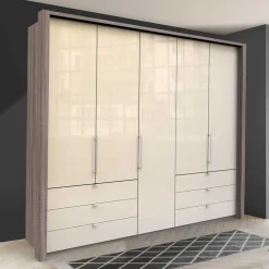 Kleiderschrank in Creme Glasbeschichtung - Porecca^Wohnen Online