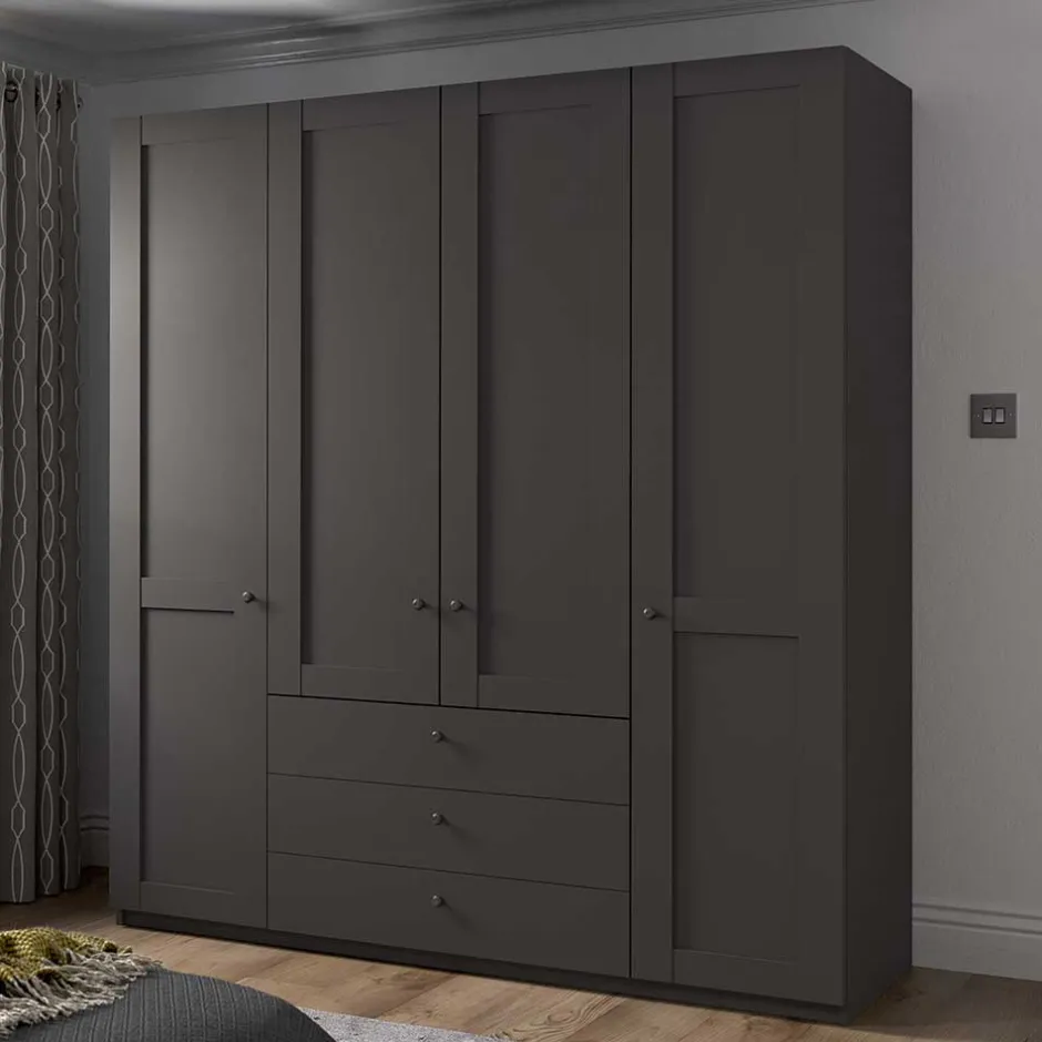 Kleiderschrank in Dunkelgrau 4-türig - Mataram^Wohnen Hot