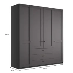 Kleiderschrank in Dunkelgrau 4-türig - Mataram^Wohnen Hot