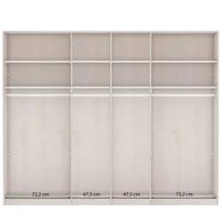 Wohnen Kleiderschrank in Eiche Bianco & Spiegel - Paniola