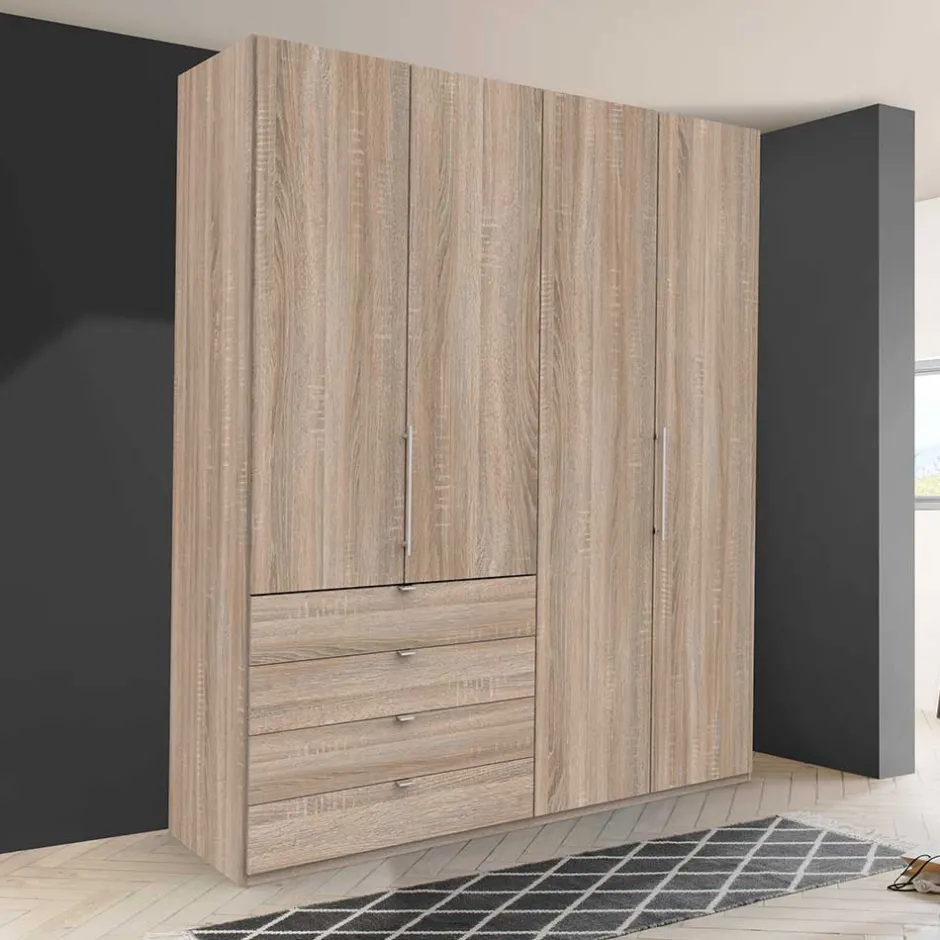 Wohnen Kleiderschrank in Eiche Sägerau Dekor - Zayun
