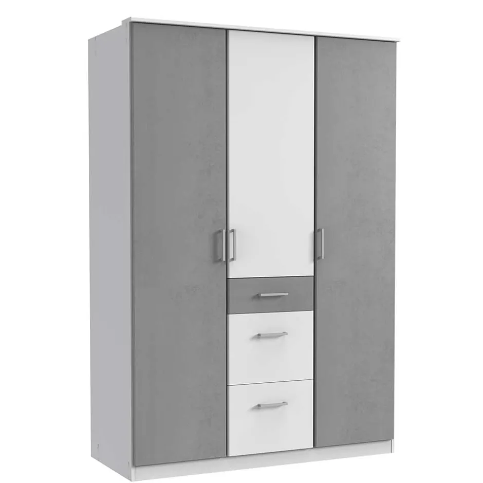 Wohnen Kleiderschrank in Grau und Weiß modern - Karimos