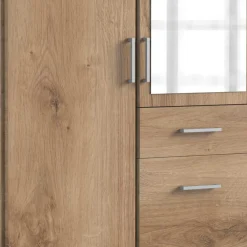 Wohnen Kleiderschrank in Plankeneiche NB mit Spiegel - Osicria