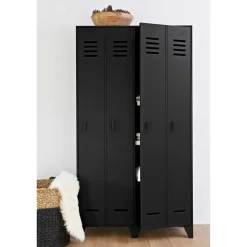 Wohnen Kleiderschrank in Spind Optik aus Holz und Holzwerkstoff - Tivegos