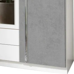 Kleiderschrank in Weiß & Betonoptik mit Chrom - Hotti I^Wohnen Discount