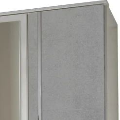 Kleiderschrank in Weiß & Betonoptik mit Chrom - Hotti I^Wohnen Discount