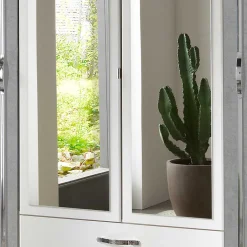 Kleiderschrank in Weiß & Betonoptik mit Chrom - Hotti I^Wohnen Discount