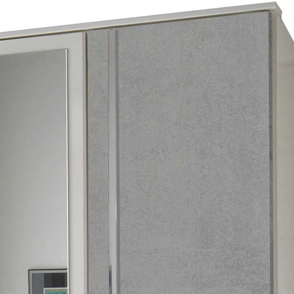 Wohnen Kleiderschrank in Weiß & Beton Optik Hell - Hotti