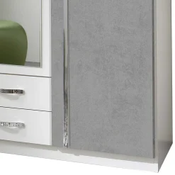 Wohnen Kleiderschrank in Weiß & Beton Optik Hell - Hotti