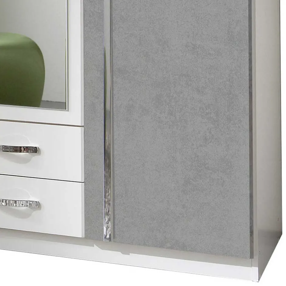 Wohnen Kleiderschrank in Weiß & Beton Optik Hell - Hotti