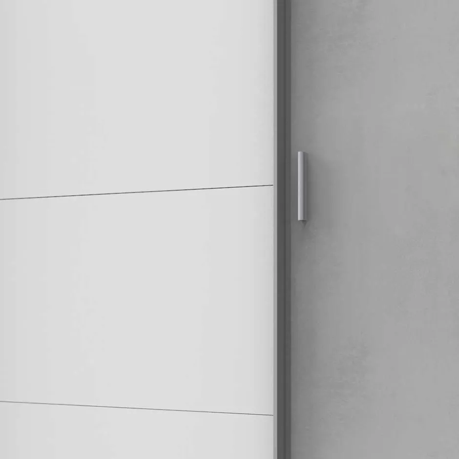 Wohnen Kleiderschrank in Weiß & Lichtgrau Beton Optik - Viganno