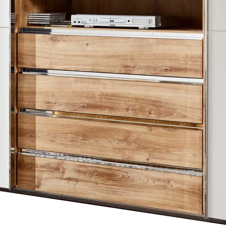 Kleiderschrank in Weiß & Plankeneiche Optik - Stufania^Wohnen Outlet