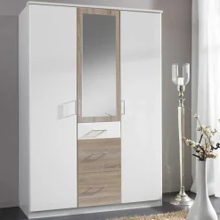 Kleiderschrank in Weiß mit Eiche Sägerau NB - Magdelan^Wohnen New