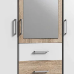 Kleiderschrank in Weiß mit Eiche Sägerau NB - Magdelan^Wohnen New