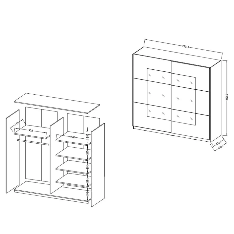 Kleiderschrank mit 2 Schwebetüren in Weiß - Juleste^Wohnen