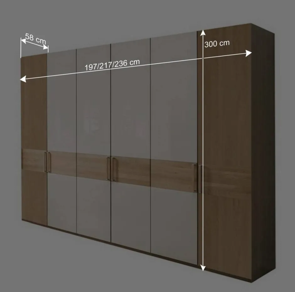 Wohnen Kleiderschrank mit 6 Türen 300 cm breit - Emdsiva