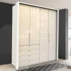 Kleiderschrank mit Falttüren in Cremefarben Glas Front - Zidarie^Wohnen Best