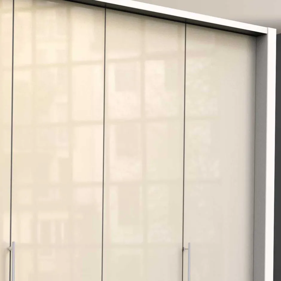 Kleiderschrank mit Falttüren in Cremefarben Glas Front - Zidarie^Wohnen Best