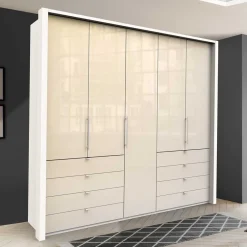 Wohnen Kleiderschrank mit Glasfront in Cremefarben - Zidarie