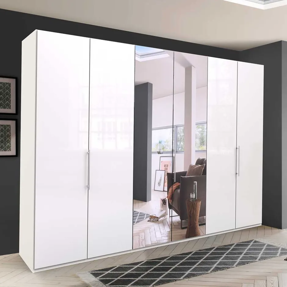 Wohnen Kleiderschrank mit Gleittüren in Weiß - Dolienca