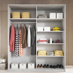 Wohnen Kleiderschrank mit Schwebetüren in Esche Weiß - Pruducia