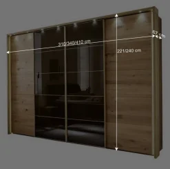 Wohnen Kleiderschrank mit Schwebetüren in Dunkelbraun - Vutonia