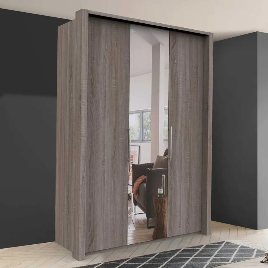 Kleiderschrank mit Spiegel & Metallgriffen - Crenba^Wohnen Sale