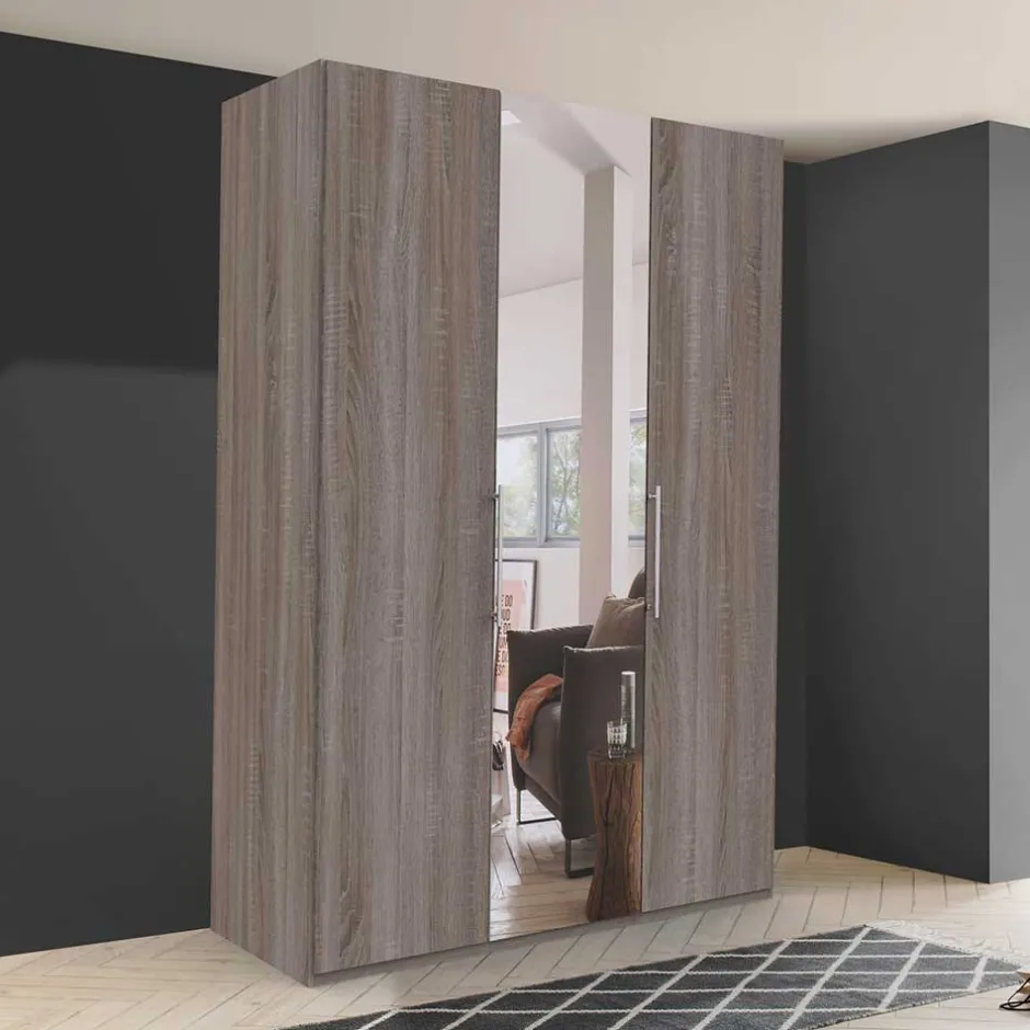 Kleiderschrank mit Spiegel & Metallgriffen - Crenba^Wohnen Sale