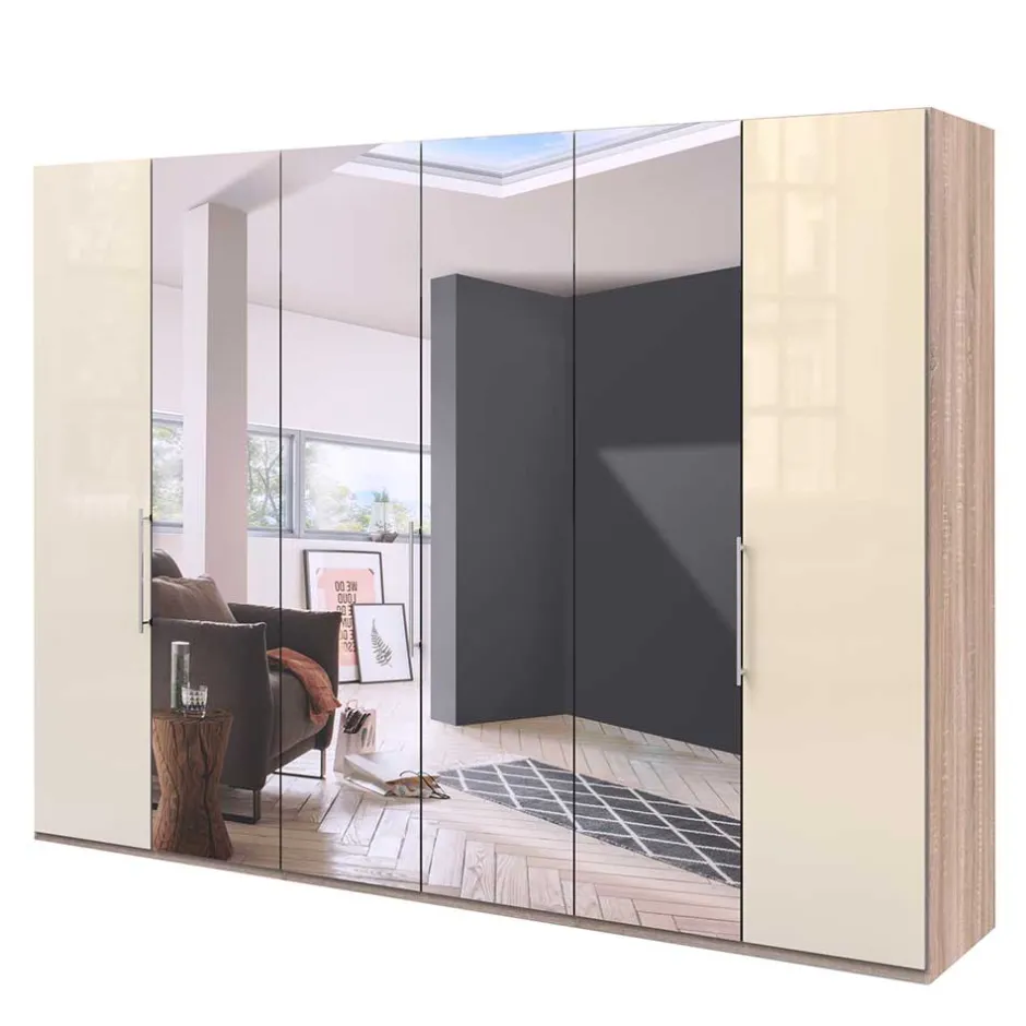 Kleiderschrank mit vier Spiegel Tür-Elementen - Rativian III^Wohnen New