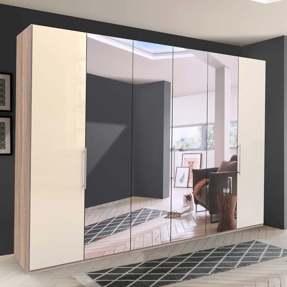 Kleiderschrank mit vier Spiegel Tür-Elementen - Rativian III^Wohnen New
