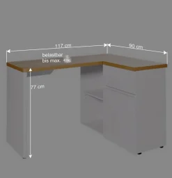 Wohnen Kleiner Eckschreibtisch mit Stauraum - Xuana