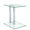 Wohnen Kleiner Glastisch Phildel mit Stahl Gestell Chromfarben