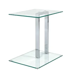 Wohnen Kleiner Glastisch Phildel mit Stahl Gestell Chromfarben