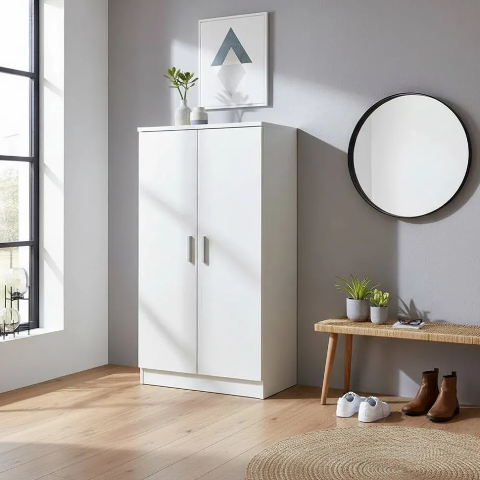 Wohnen Kleiner Schuhschrank mit Doppeltür Atricia in Weiß