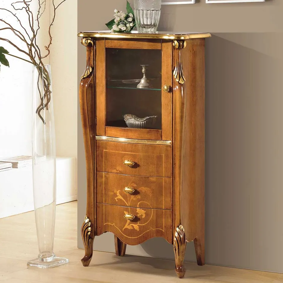 Kleiner Vitrinenschrank mit Tür & Schubladen - Carlenna I^Wohnen New