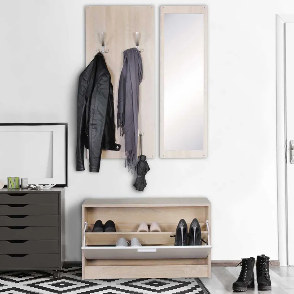 Kleines Flurmöbel Set im Holz Look - Aberdeen (dreiteilig)^Wohnen Discount