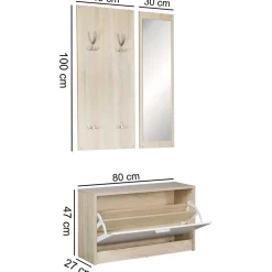 Kleines Flurmöbel Set im Holz Look - Aberdeen (dreiteilig)^Wohnen Discount