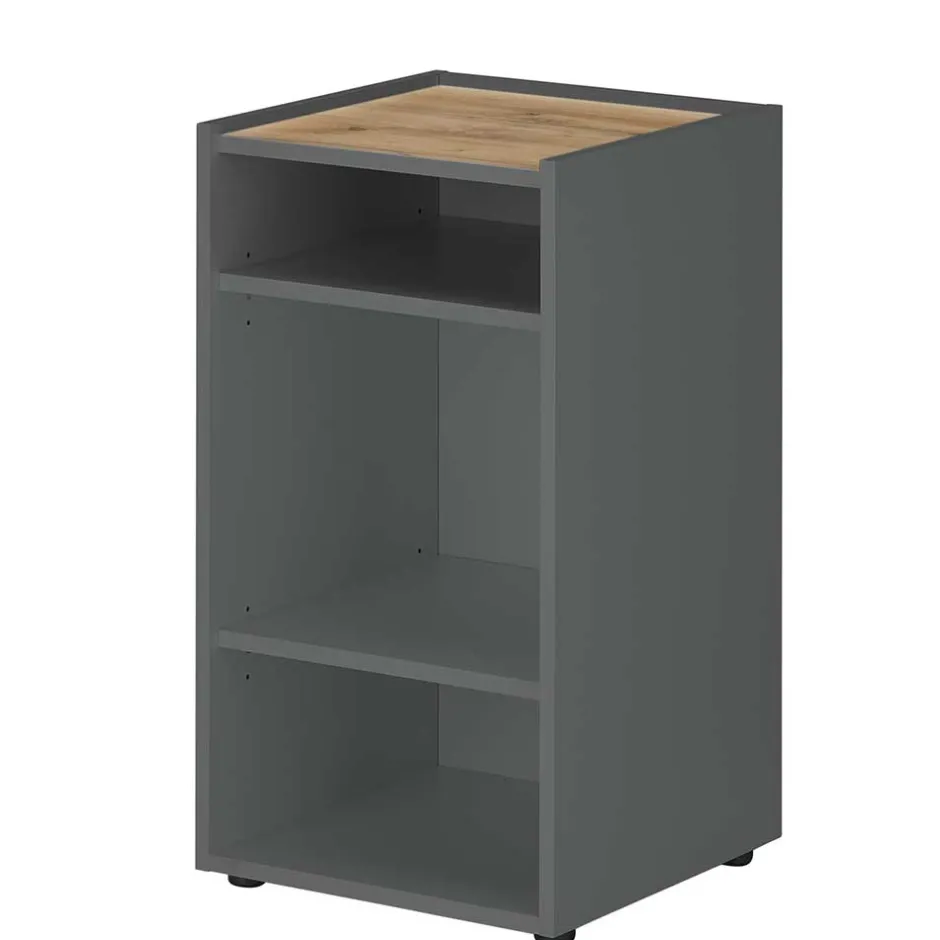 Wohnen Kleines Ordnerregal in Anthrazit & Wildeiche Dekor - Ahilav