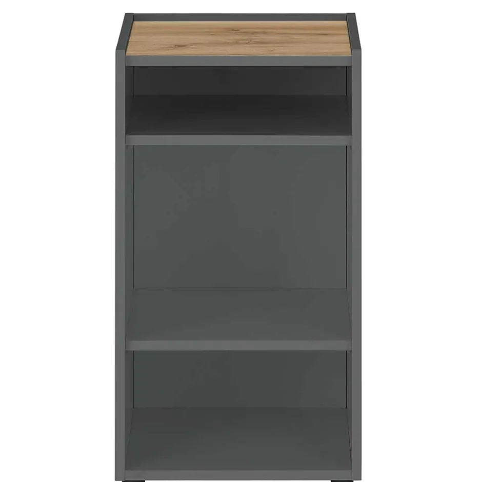 Wohnen Kleines Ordnerregal in Anthrazit & Wildeiche Dekor - Ahilav