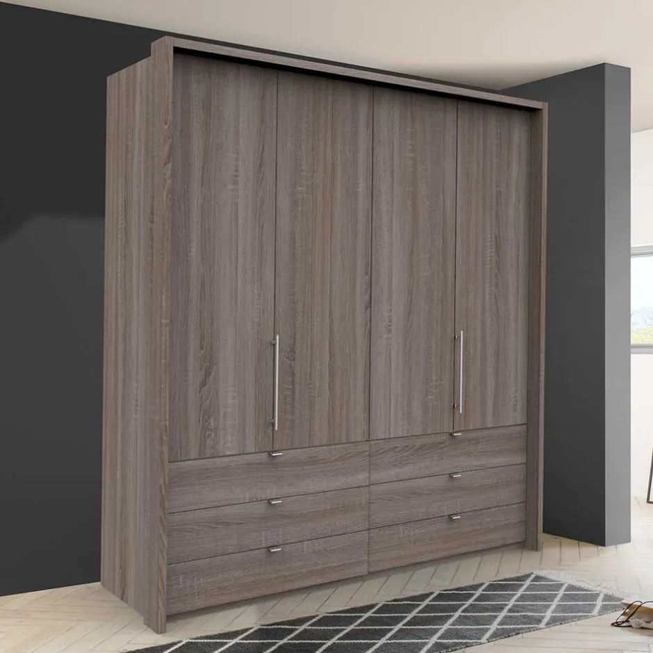 Wohnen Kombi Falttüren-Schrank mit sechs Schubladen - Crenba