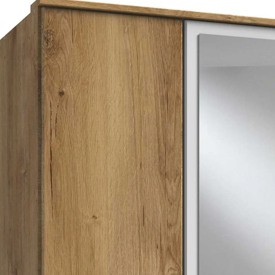 Kombi Kleiderschrank in Plankeneiche mit Weiß - Curacao^Wohnen Sale