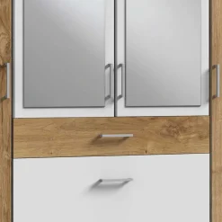 Kombi Kleiderschrank in Plankeneiche mit Weiß - Curacao^Wohnen Sale