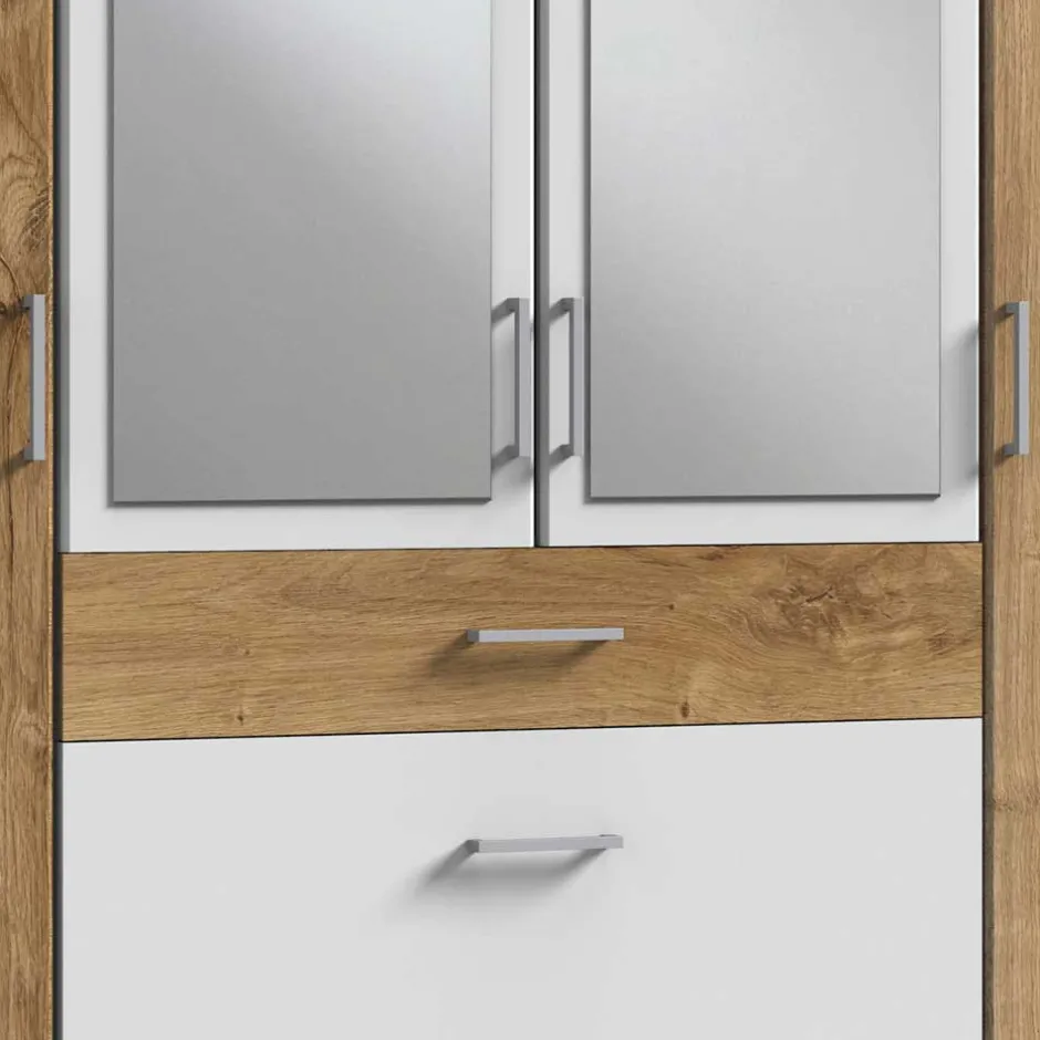 Kombi Kleiderschrank in Plankeneiche mit Weiß - Curacao^Wohnen Sale