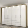 Kombi Kleiderschrank in Weiß Glas & Eiche Bianco - Nuetran^Wohnen Clearance