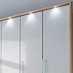 Kombi Kleiderschrank in Weiß Glas & Eiche Bianco - Nuetran^Wohnen Clearance