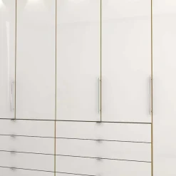 Kombi Kleiderschrank in Weiß Glas & Eiche Bianco - Nuetran^Wohnen Clearance