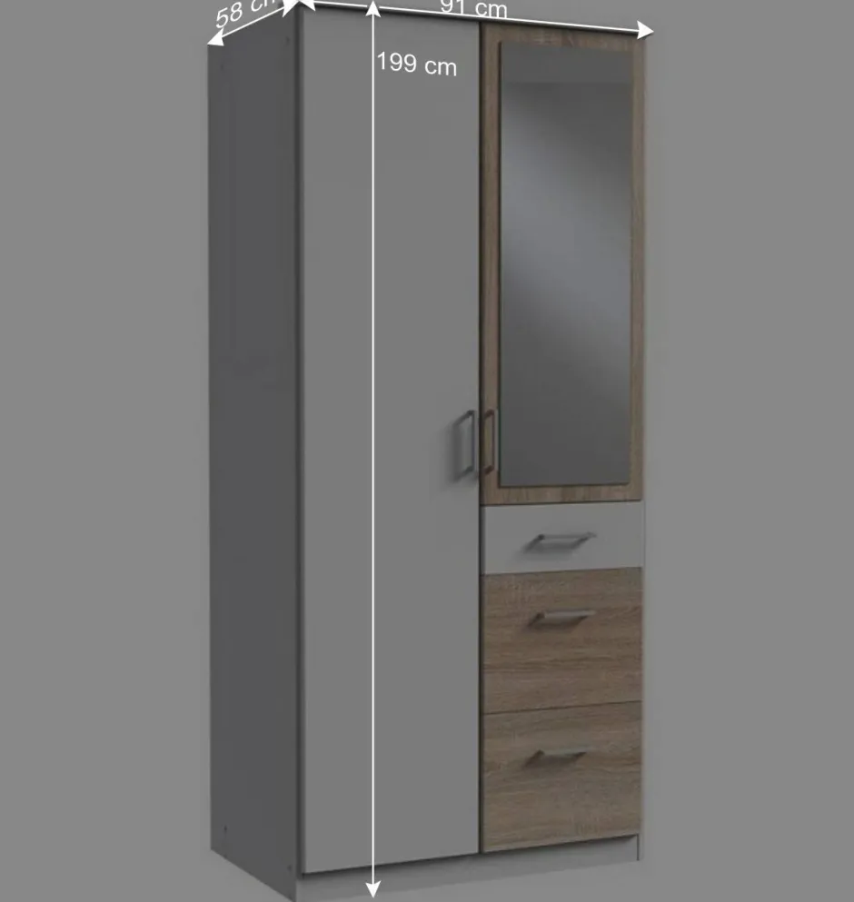 Kombi Kleiderschrank mit Türen & Schubladen - Magdelan^Wohnen